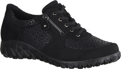Zdjęcie produktu dla Waldläufer Havy Orthotritt H89001-001 damskie, niskie buty, czarny, skóra/stretch - buty damskie, wygodne sznurowane buty, czarny, skóra/tekstylia (denver giraffestretch)