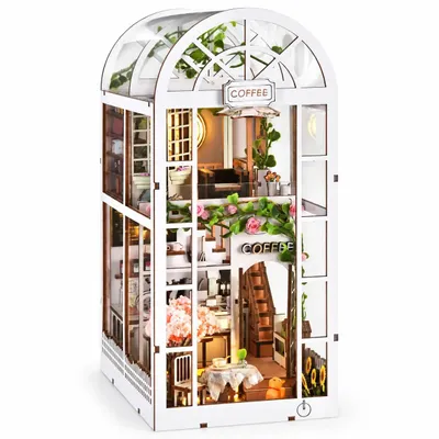 Produktbild von THAR Coffee Garden Book Nook Miniaturhaus - DIY-Bausatz mit LED, 187 Teile