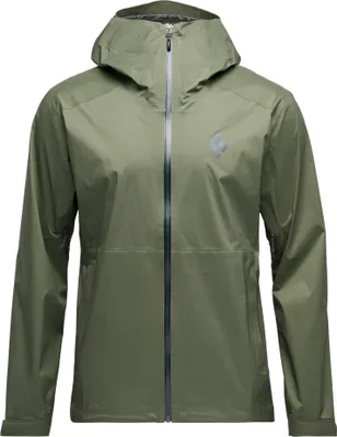 Hardshelljacke in Olivgrün von Black Diamond; Modell Men"s Fineline Stretch Shell; mit Reißverschluss und Kapuze.