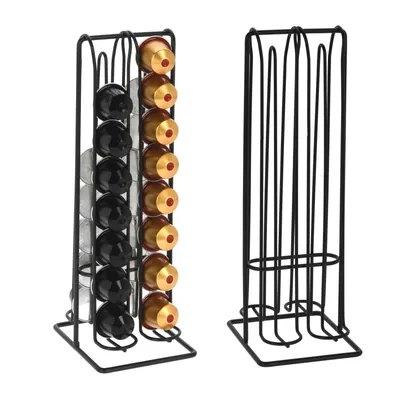 Produktbild von 2er Set Kapselhalter Kapselspender für Nespresso-Kapseln je 32 Kaffeekapseln Kapsel Ständer Halter Spender zur Aufbewahrung Kapselständer Stahl Kaffeekapselhalter