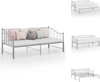 Produktbild von vidaXL Ausziehsofa Bettgestell Grau Metall 90x200 cm -  Betten & Bettgestelle