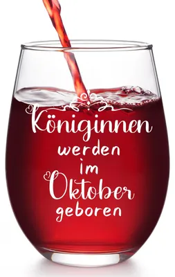 Wijnglas mit Gravur, Oktober-Geburtstagsgeschenk, 400 ml