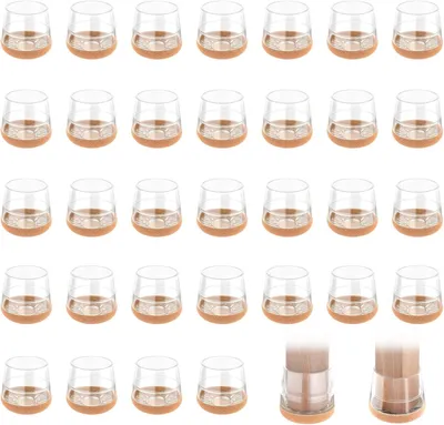 Produktbild von Stuhlzubehör 32 Stück runde Stuhlbeinkappen, braune Stuhlbeinkappen, Stuhlfußabdeckungen mit Filzunterseite, TPE-Stuhlbeine, Bodenschutz, für 1,5–1,8