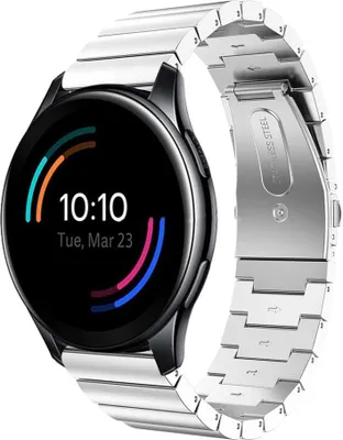 Produktbild von Strap itMetallarmband - Kompatibel mit OnePlus Watch Armband - Gliederarmband - Faltschließe - Ersatzarmband Hochwertiger Edelstahl - für Armband Silber