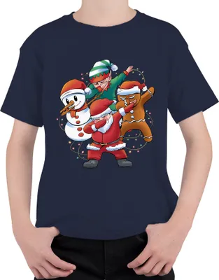 Produktbild von Dabbing Schneemann Elf Santa - Weihnachten Weihnachtsgeschenk Christmas Uni Kinder T-Shirt, Navy, 104