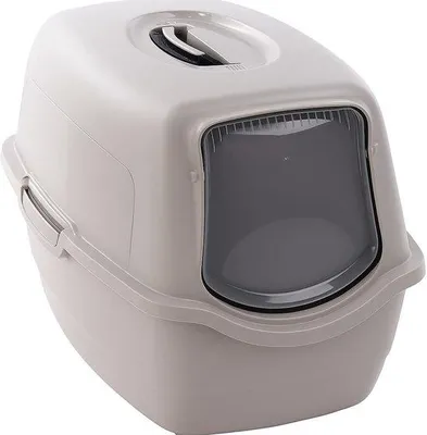 Produktbild von Famanu Katzentoilette geschlossen - grau, 39 x 56 x 39,4 cm, einfach zu reinigen, mit Geruchsfilter, abnehmbarer Deckel