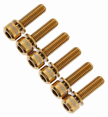 Produktbild von 6pcs M5 x 18mm Titan Vorbauschraube mit Unterlegscheibe Ersatz für Fahrrad (golden)