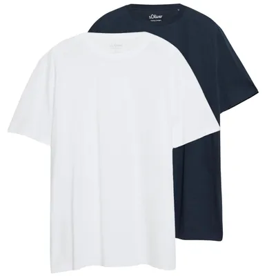 Produktbild von s.Oliver Herren T-Shirt mit Logo-Print navy schwarz weiß | 2 Stück