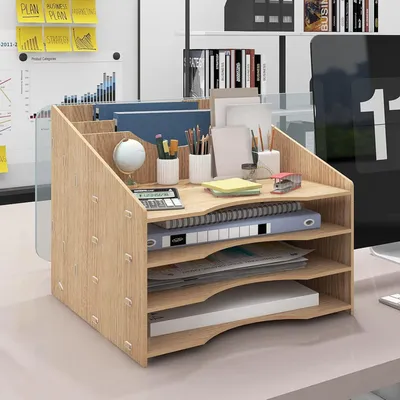 Obrázok produktu pre Držiak na dokumenty A4, 7 mm drevo, úložné priehradky, pre kanceláriu