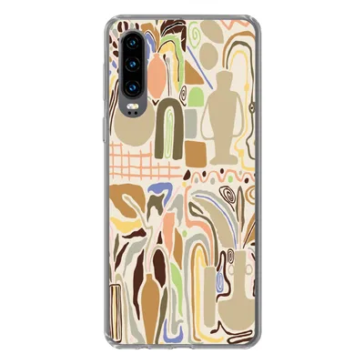 Produktbild von MuchoWow® Handyhülle Schutzhülle Hülle für Huawei P30 Blume - Abstrakt - Vase - Blumentopf Silikon Softcase Handy Hülle - Kartenbesitzer