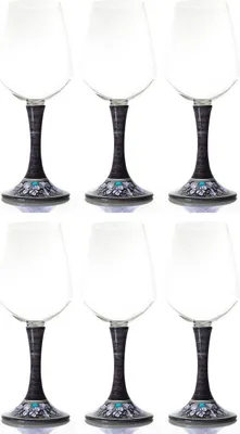 Produktbild von Casa Padrino Luxus Weinglas 6er Set Schwarz / Mehrfarbig H. 23,5 cm - Handgefertigte & handbemalte Weingläser - Hotel & Restaurant Accessoires - Luxus Qualität -  Italy