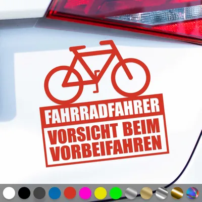 Produktbild von PantherPixel Fahrradfahrer Aufkleber Vorsicht Beim Vorbeifahren Sticker Auto Geschenkidee Farbe Rot