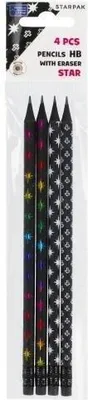 Produktbild von Runder Bleistift mit Radiergummi HB Star 4St