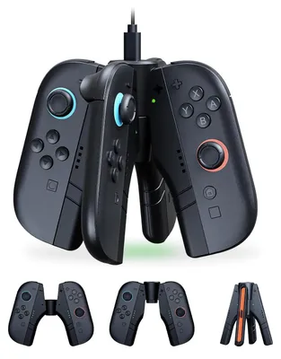Immagine prodotto di Supporto di ricarica 4 in 1 per Nintendo Switch con stazione di ricarica LED