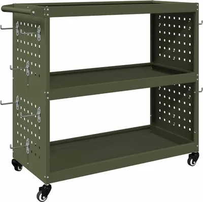 Obrázok produktu pre Kovový vozík na náradie Olivová zelená 75 x 35 x 73 cm