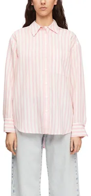 Productafbeelding van COMMA damesblouse – Losse pasvorm, gestreept, overhemdkraag, lange mouwen