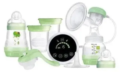 Obrázok produktu pre Elektrická a manuálna odsávačka materského mlieka MAM 2 v 1, jednoduchá a uvoľnená manipulácia, priame vybratie z fľaše alebo zásobníka, stimulácia a vybratie, digitálny displej,