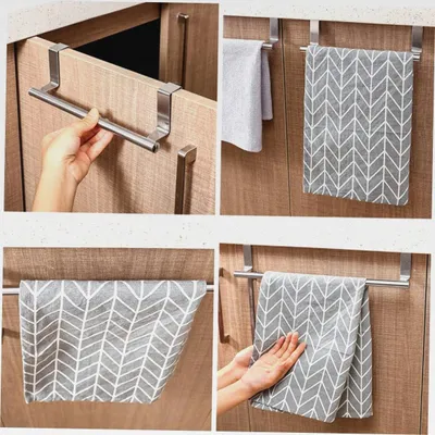 Produktbild von 23 cm über der Tür hängende Stange, Badetuchhalter, ohne Bohren, Kleiderstangenhalter für Zuhause, zum Aufhängen über der Tür
