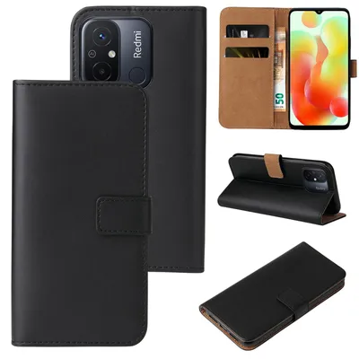 Produktbild von Handyhülle für Xiaomi Redmi 12C Klapphülle Bookcase Flip Cover Hülle Handy Tasche Etui Farbe: Schwarz