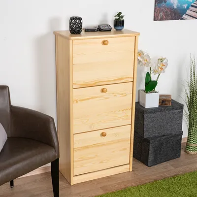 Produktbild von Schuhschrank Kiefer Vollholz massiv natur Junco 213 - Abmessung 115 x 58 x 30 cm
