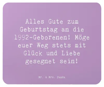 Produktbild von Mr. & Mrs. Panda Mousepad Spruch 1992 Geburtstag - Lavendeltraum - Geschenk, 1992-Geborene, Mouse Pad, Mauspad, Geburtstagsgeschenk, pc mausunterlage, Alter, liebevoller