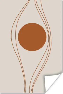 Produktbild von MuchoWow® Poster Linien - Kreis - Braun 80x120 cm - Papierdruck