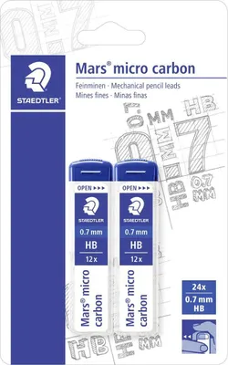 Immagine prodotto di 10x Mars 2507HBBK2D Matita a punta fine Mars micro 0,7 mm HB 2 pezzi BK