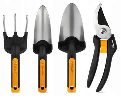 Produktbild von Fiskars 4-teiliges Gartengeräte-Set mit Gartenschere