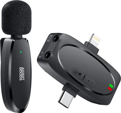 Obrázek produktu pro AdroitGoods Sada bezdrátových mikrofonů - mikrofon s vázacím kolíkem - Lavalier mikrofon - USB C a Iphone