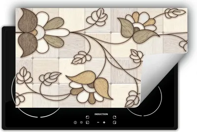 Produktbild von DarHaus Herdabdeckplatte 90x52 cm Anti Rutsch Matte Aufrollbar, blume - Mosaik