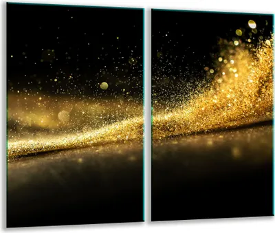 Produktbild von Herdabdeckplatten 2 teilig 30x52 Glaskeramikkochfeld Abdeckung Glas Golden