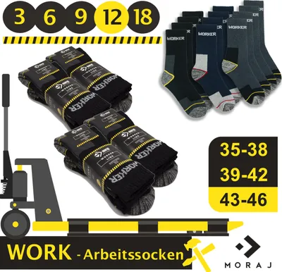 Produktbild von Pracovní ponožky WORKER Functional Socks Outdoor Sport Bavlna 12 Pair - 43/46