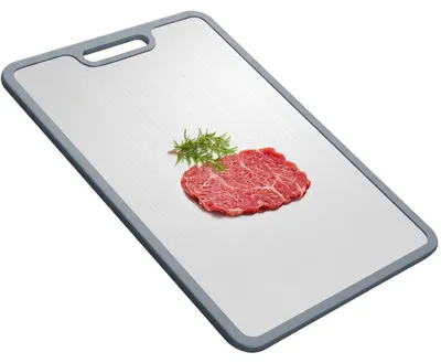Produktbild von Großes Schneidebrett aus Metall, Küchenbrett aus Edelstahl, Schneidebrett, Titan-Schneidebrett, BPA-frei und doppelseitig, ideal für Fleisch, Brot, Gemüse und Obst.