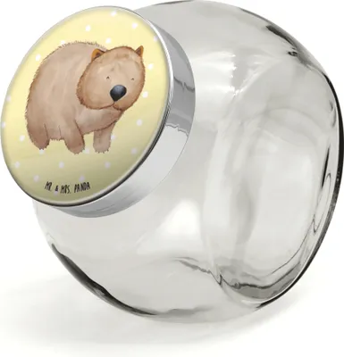 Produktbild von Mr. & Mrs. Panda Teedose Wombat XL 2000ml - Gelb Pastell - Geschenk, glasbehälter, Das Leben Ist schön, Spruch, Tiermotive, Australien, Motivation, Süßigkeiten Glas