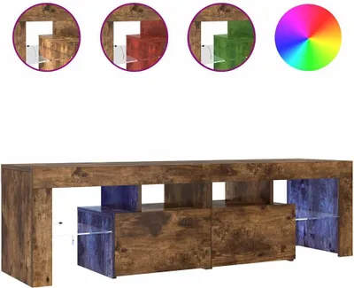 Image de vidaXL Armoire TV avec lampes LED chêne fumé 140x36,5x40 cm