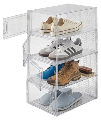 Produktbild von Schuhregal / -schrank - weis - 4 Ebenen - 33 x 23 x 14 cm - stapelbar - Organizer