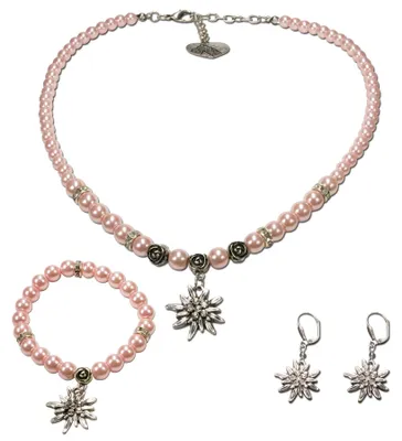 Produktbild von Alpenflüstern Trachtenschmuck-Set Perlen-Trachtenkette, Armband & Ohrhänger Stra