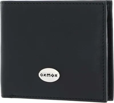 Image de oxmox Cuir porte-monnaie Leather RFID Protect Querscheinbörse Pure Metal Round Black noir