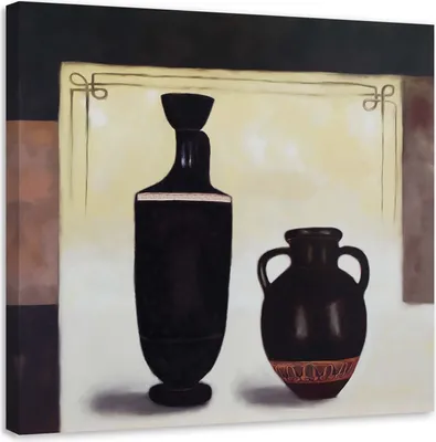 Immagine prodotto di Quadro su tela due brocche nere 60x60 cm Feeby grigio quadro da parete pronto da appendere