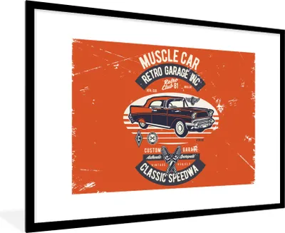 Produktbild von MuchoWow® MuchoWow® Gerahmtes Poster Auto - Orange - Oldtimer - Zitat 90x60 cm - Poster mit zchwarzem Bilderrahmen - Wanddekoration - Fotos