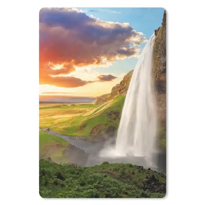 Produktbild von MuchoWow® Mauspad Mousepad Wasserfall - Felsen - Sonnenuntergang - Berge - Orange 18x27 cm - Mousepads - Maus Mat - Pad - Mausunterlage