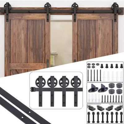 Productafbeelding van SolidKeus - 183cm Hardware Rail Set voor Schuifdeur met Dubbele Deur