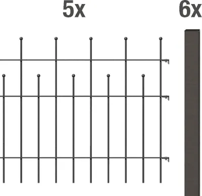 Produktbild von Alberts Zaunkomplett-Set Madrid, zum Einbetonieren, Höhe 98,5 cm, Länge 10 m, anthrazit-metallic