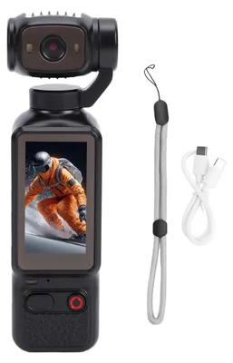 Produktbild von 4K-Vlogging-Kamera mit 180°-drehbarem Objektiv, 64M, handliche Vlogging-Kamera für Outdoor-Aktivitäten, Radfahren, Sport und Reisen, Farbe: Schwarz