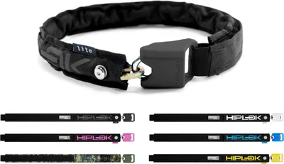 A black chain lock for a bicycle, with multiple color options shown below.