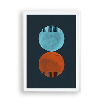 Produktbild von Gerahmtes Poster - Weißer Rahmen - Abstraktion Blau Rot - 70x100 cm - Wand Bild - Wanddeko - Wandbilder - Kunstposter - Wandposter - Bilderrahmen - Bilder - Kunstdruck - P2WPA70x100-4720