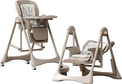 Produktbild von Hochstuhl, 2-in-1-Funktionalität, abnehmbares Tablett, Khaki
