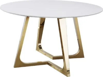Produktbild von Casa Padrino Luxus Esstisch Weiß / Gold Ø 130 x H. 76 cm - Runder Esszimmertisch mit synthetischer Marmorplatte und Stahlbeinen - Esszimmer Möbel