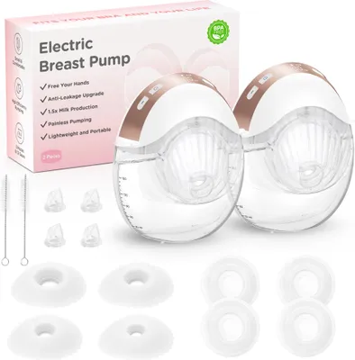 Obrázok produktu pre Prenosná elektrická odsávačka mlieka, hands-free prevádzka, bezbolestné odsávanie, 2 ks