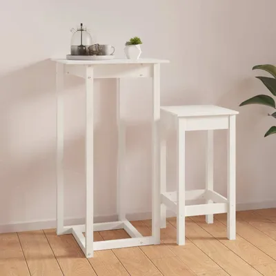 Produktbild von The Living Store Bartisch Weiß 60x60x110 cm Massivholz Kiefer